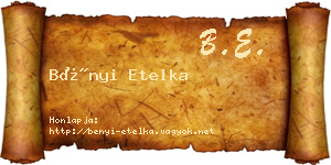 Bényi Etelka névjegykártya